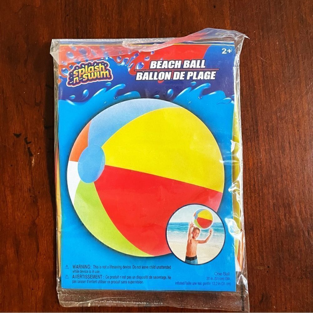 Splash n Swim Blue Multicolor Beach Ball NIB